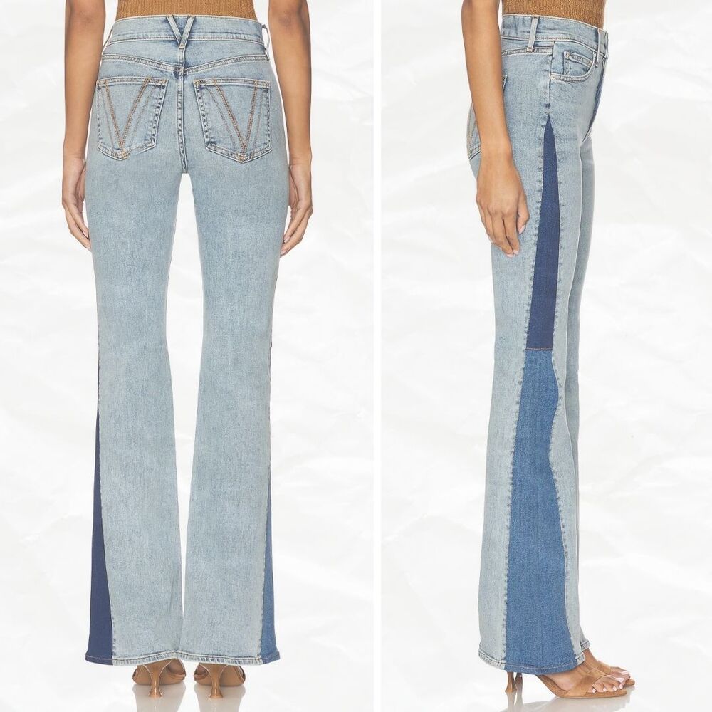 VERONICA BEARD Beverly Two-Tone Skinny Flare Jean in Ripple Dust - Picture 3 of 10